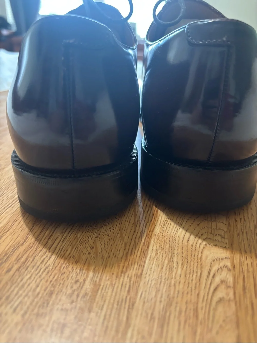 Cole Haan Dark Brown Leather Apron-Toe Oxfords